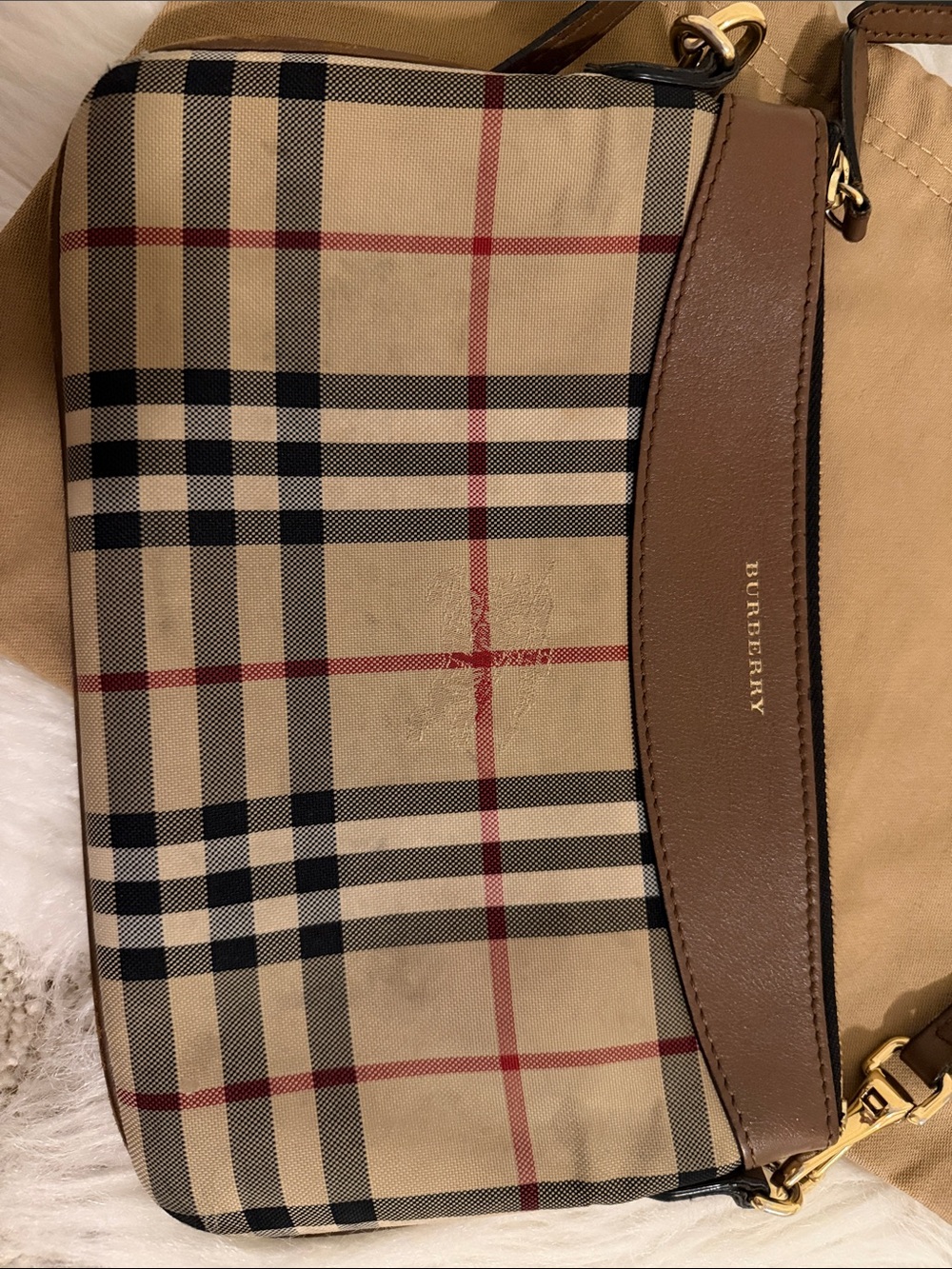 Burberry Tan and Brown Nova Check Crossbody Purse - Picture 3 of 6